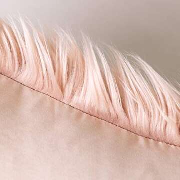 Phantoscope Faux Fur Solid Decorative Pillow Cover Fluffy Throw Pillow Mongolian Luxury Fuzzy Pillow Case Cushion Cover for Bedroom and Couch, Peachy Pink 18 x 18 Inches