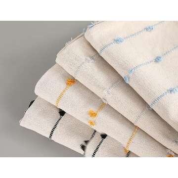 NUYECY Set of 2 Boho Throw Pillow Covers 26x26,Light Blue and White Neutral Couch Pillow Case with Tassel Fringe Decorative,Modern Accent Farmhouse Cushion Covers for Sofa Couch Bed Living Room