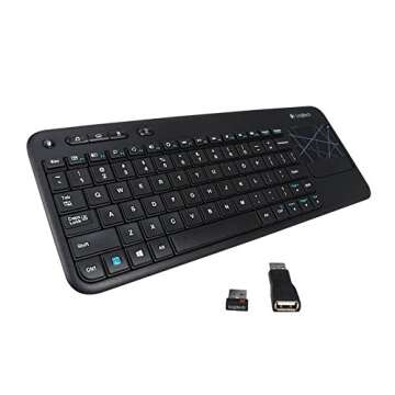 Logitech Wireless Touch K400r USB Compact Keyboard w/3.5in Touchpad - 920-003070 - Black(Renewed)