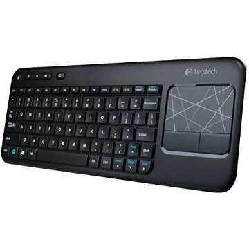 Logitech Wireless Touch K400r USB Compact Keyboard w/3.5in Touchpad - 920-003070 - Black(Renewed)