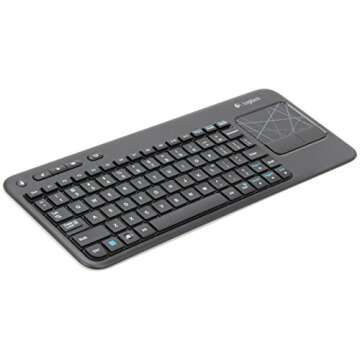 Logitech Wireless Touch K400r USB Compact Keyboard w/3.5in Touchpad - 920-003070 - Black(Renewed)