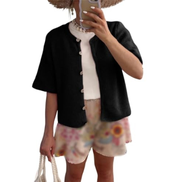 Versatile Women Knitted Crop Cardigan Shirt - Y2K Style Tee