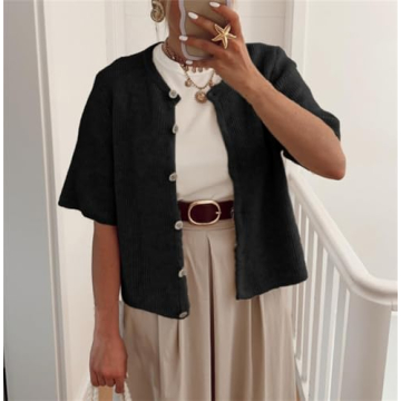 Stylish Women Knitted Crop Cardigan Shirt for Every Occasion