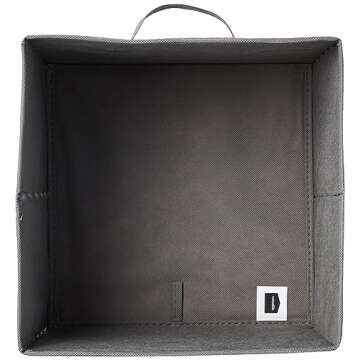 Amazon Basics Cube Organizer Storage Bins Handles, Collapsible Fabric, Pack of 6, 10.5"x10.5"x11", White/ Light Grey Stripe