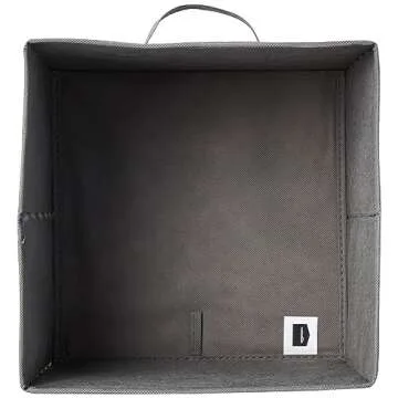 Amazon Basics Cube Organizer Storage Bins Handles, Collapsible Fabric, Pack of 6, 10.5"x10.5"x11", White/ Light Grey Stripe