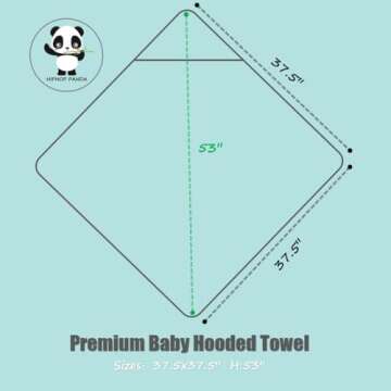 HIPHOP PANDA Hooded Towel - Rayon Made from Bamboo, Large Baby Bath Towel with Bear Ears - Perfect f...