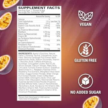 EHP Labs OxyShred Pre Workout Powder & Shredding Supplement - Preworkout Powder with L Glutamine & Acetyl L Carnitine, Energy Boost Drink - Passionfruit, 60 Servings