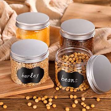 Pangda 12 Pack Clear Plastic Jars with Lids and Labels