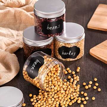 Pangda 12 Pack Clear Plastic Jars with Lids and Labels