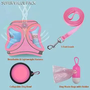 LMOBXEVL Small Dog Harness,Puppy Harness and Leash Set for Walking Escape Proof,Comfortable Air Mesh Dog Vest Harness with Reflective Strip, Step-in Outdoor Pet Vest for Dog Breeds
