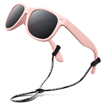 Stylish RIVBOS Kids Sunglasses with Strap - Flexible UV Protection for Ages 2-10