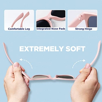 RIVBOS Kids Sunglasses with Strap - UV Protection for Ages 2-10