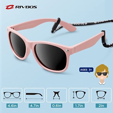 RIVBOS Kids Sunglasses with Strap - UV Protection for Ages 2-10