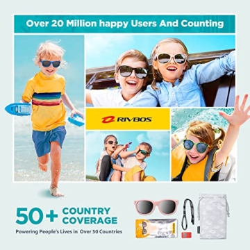 RIVBOS Kids Sunglasses with Strap - UV Protection for Ages 2-10