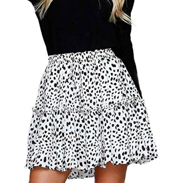 Alelly Women's Summer Cute High Waist Ruffle Skirt Floral Print Swing Beach Mini Skirt