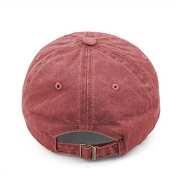 Denim Fabric Adjustable Dog Mom Fashion Baseball Cap (Red, One Size)