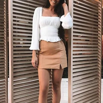 Limtery Women's Retro Puff Sleeve Blouse T-Shirt Crop Top