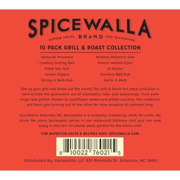 Spicewalla Grill Seasoning 10 Pack | Seasonings and Rubs for Steak, Poultry, Pork & Vegetables | Grilling Spices Gift Set I Cowboy Rub, Lemon Pepper, BBQ Rub, Garlic & Herb and More