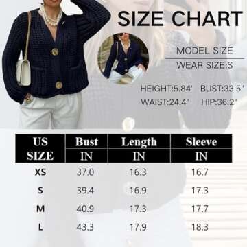 FindThy Women’s Cropped Knit Cardigan Long Sleeve Crewneck Button Down Fall Sweater with Pockets(1799-White-S-LB)