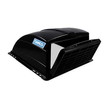 Camco Standard Roof Vent Cover, Opens for Easy Cleaning, Aerodynamic Design, Easily Mounts to RV with Included Hardware-Black (40443)