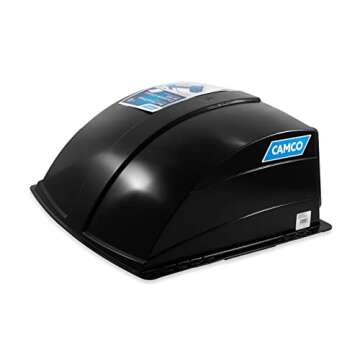 Camco Standard Roof Vent Cover, Opens for Easy Cleaning, Aerodynamic Design, Easily Mounts to RV with Included Hardware-Black (40443)