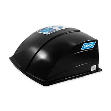 Camco Standard Roof Vent Cover, Opens for Easy Cleaning, Aerodynamic Design, Easily Mounts to RV with Included Hardware-Black (40443)