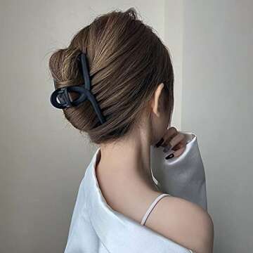 Ahoney 5 Pack Black Hair Clips Big Claw Clips Large Hair Clips for Thick Hair, Matte Hair Clips, Banana Clips Hair Styling Accessories for Women, Big Jaw Clips for Hair, Strong Hold Hair Clips Nonslip