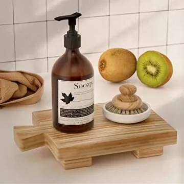 COKOKERT Wood Pedestal Soap Stand for Kitchen and Bathroom