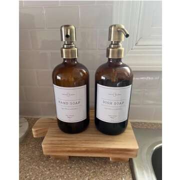 COKOKERT Wood Pedestal Soap Stand, Wood Riser for Kitchen Counter or Bathroom Farmhouse Decor, Organic Modern Home Decor(Natural Wood Ivory)