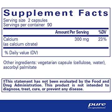 Pure Encapsulations Calcium (Citrate) - Supplement for Bone, Teeth, Colon, and Cardiovascular Health...
