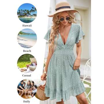 TORARY Summer Vacation Dresses for Women Spring Casual Trendy Womens Spring Fashion 2024 Empire Waist A Line Short Sun Dress