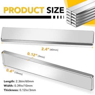 DIYMAG Neodymium Bar Magnets - 20 Pack, 60x10x3 mm