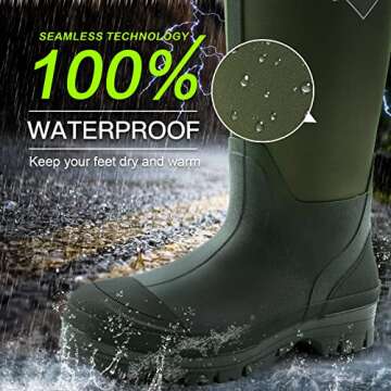 Hellorain Mens Rain Boots, 7 mm Neoprene Rubber Muck Boots for Men, Waterproof Insulated Boots, Men ...
