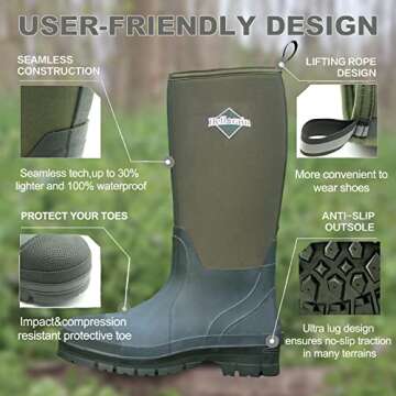 Hellorain Durable Waterproof Men’s Rain Boots