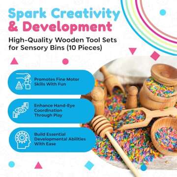 Sensory-N-Stuff - Wooden Tool Set for Sensory Bin (10 Piece), Child-Sized Montessori Sensory Toys fo...