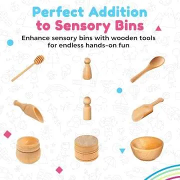 Sensory-N-Stuff - Wooden Tool Set for Sensory Bin (10 Piece), Child-Sized Montessori Sensory Toys for Developing Fine Motor Skills, Smooth Wooden Toys, Bin Scoops and Tools