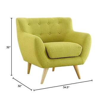 Modway Remark Mid-Century Modern Accent Arm Lounge Chair with Upholstered Fabric in Wheatgrass