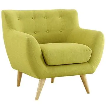 Modway Remark Mid-Century Modern Accent Arm Lounge Chair with Upholstered Fabric in Wheatgrass