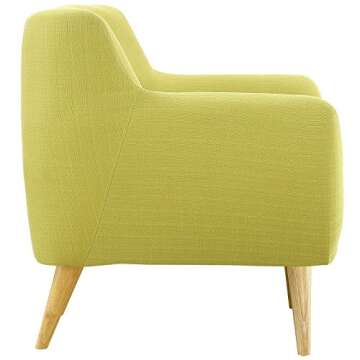 Modway Remark Mid-Century Modern Accent Arm Lounge Chair with Upholstered Fabric in Wheatgrass