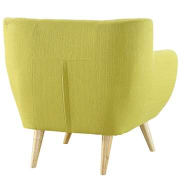 Modway Remark Mid-Century Modern Accent Arm Lounge Chair with Upholstered Fabric in Wheatgrass
