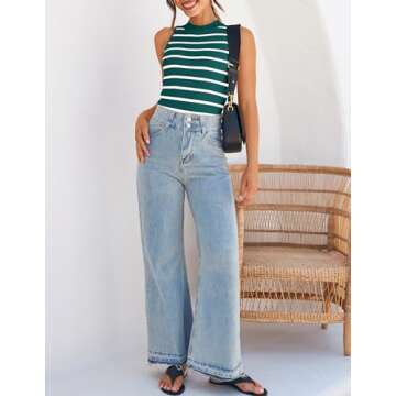 ZESICA Women's Stylish Ribbed Tank Tops for Summer