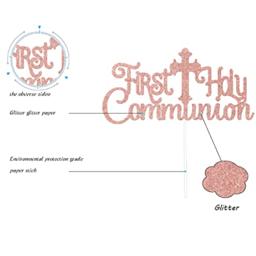 ARUTPER First Holy Communion Cake Topper Glitter Decoration