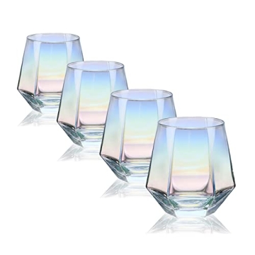 CUKBLESS Iridescent Stemless Wine Glass Set of 4