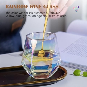 CUKBLESS Iridescent Stemless Wine Glass Set of 4