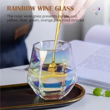 CUKBLESS Iridescent Stemless Wine Glass Set of 4