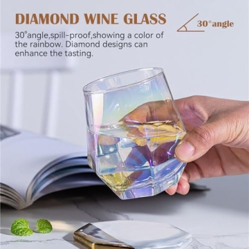 CUKBLESS Iridescent Stemless Wine Glass Set of 4