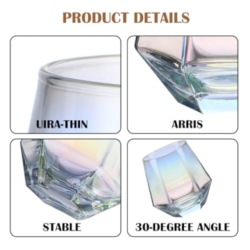 CUKBLESS Iridescent Stemless Wine Glass Set of 4