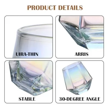 CUKBLESS Iridescent Stemless Wine Glass Set of 4