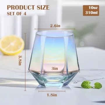 CUKBLESS Iridescent Stemless Wine Glass Set of 4