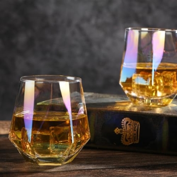 CUKBLESS Iridescent Stemless Wine Glass Set of 4